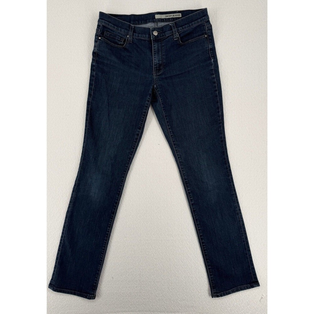 DKNY Jeans Womens 6x32 Dark Wash‎ Blue Denim Straight Leg Mid Rise Classic